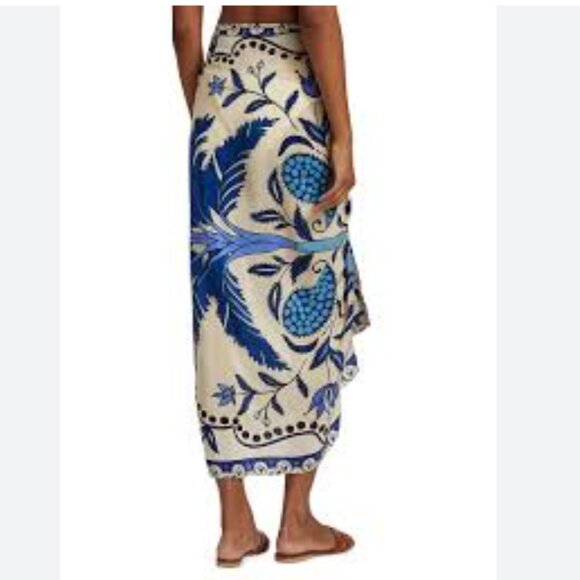 Johanna Ortiz Magic Floral Twist Pareo In China Blue Scarf Sarong Wrap - Picture 2 of 10